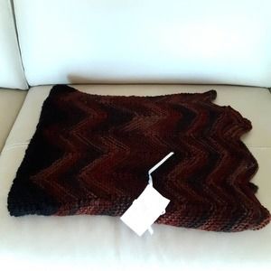 Crochet Blanket Burgundy & Black 36X26